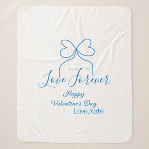 Couverture Sherpa Amour Forever bleu noeud papillon joyeuse Saint-Va