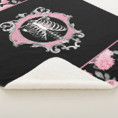 Couverture Sherpa Amour gothique | Squelette rose et noir Coeur flor (3/4)