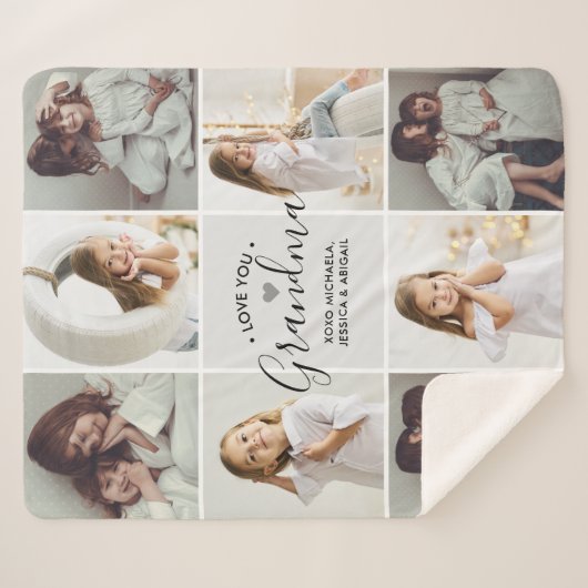 Couverture Sherpa Amour manuscrit personnalisé Vous Grand-mère 8-Pho (Devant (Horizontal))