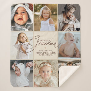 Couverture Sherpa Amour personnalisé écrit à la main Vous Grand-mère