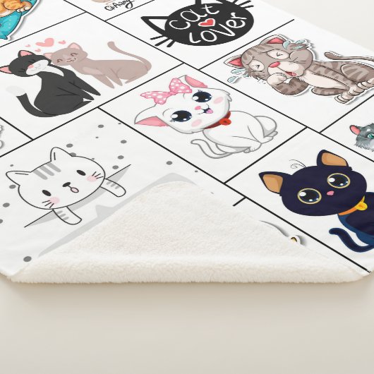 Couverture Sherpa Amoureux de les chats Collage Sherpa Blanket (3/4)
