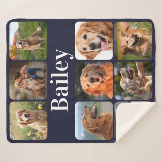 Couverture Sherpa Amoureux des chiens Pet Photo Collage Monogramme p (Devant (Horizontal))