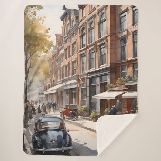 Couverture Sherpa Amsterdam aquarelle (Devant)