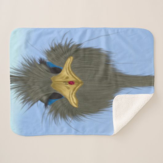 Couverture Sherpa Amusant Ostrich George Et Mignonne Ladybug (Devant (Horizontal))