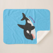 Couverture Sherpa Amusante baleine orque mignonne dessin animé (Devant (Horizontal))