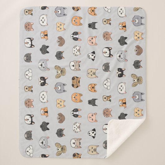 Couverture Sherpa Amusement animal : Chiens de chats Doodle Mix (Devant)