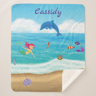 Couverture Sherpa Amusement dans le soleil Mermaid Dolphin Beach Per