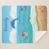 Couverture Sherpa Amusement dans le soleil Mermaid Dolphin Beach Per (Devant (Horizontal))