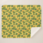 Couverture Sherpa Ananas et feuille tropical sur l'or (Devant (Horizontal))