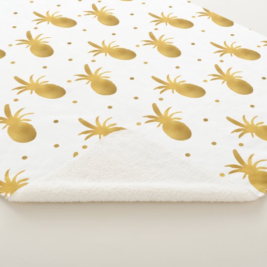 Couverture Sherpa Ananas et points d'or (3/4)