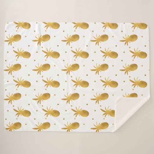 Couverture Sherpa Ananas et points d'or (Devant (Horizontal))
