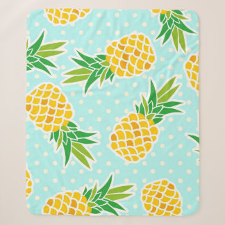 Couverture Sherpa Ananas Exotiques : Polka Bleu-Dot Amusant.