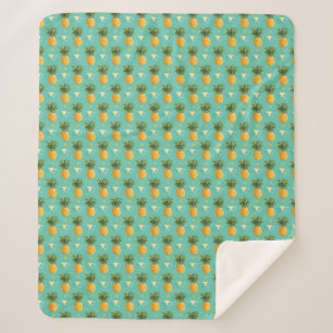 Couverture Sherpa Ananas lumineux sur le motif géométrique