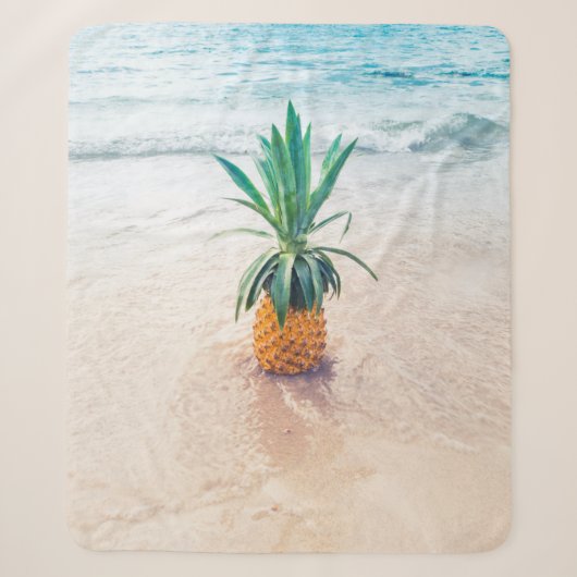 Couverture Sherpa Ananas sur la plage le matin (Devant)