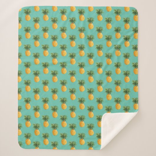 Couverture Sherpa Ananas tropicaux sur Teal (Devant)