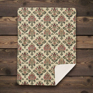 Couverture Sherpa Ancien motif damassé victorien