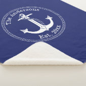 Couverture Sherpa Ancre blanche marine Nom de famille (3/4)