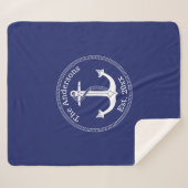 Couverture Sherpa Ancre blanche marine Nom de famille (Devant (Horizontal))