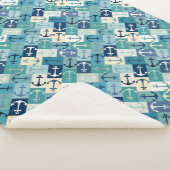Couverture Sherpa ancre bleu en chevron (3/4)