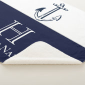 Couverture Sherpa Ancre Bleue de la marine nautique Monogramme (3/4)