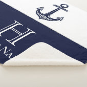 Couverture Sherpa Ancre Bleue de la marine nautique Monogramme (3/4)