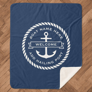 Couverture Sherpa Ancre et corde nom du bateau hailing port accueil
