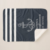 Couverture Sherpa Ancre marine rayée Nom de famille Plage ou lac (Devant (Horizontal))