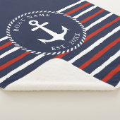 Couverture Sherpa Ancre nautique Marine Bleu Blanc Rouge Nom du bate (3/4)