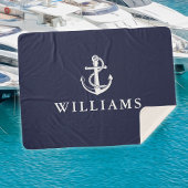 Couverture Sherpa Ancre nautique Nom personnalisé Marine Bleu