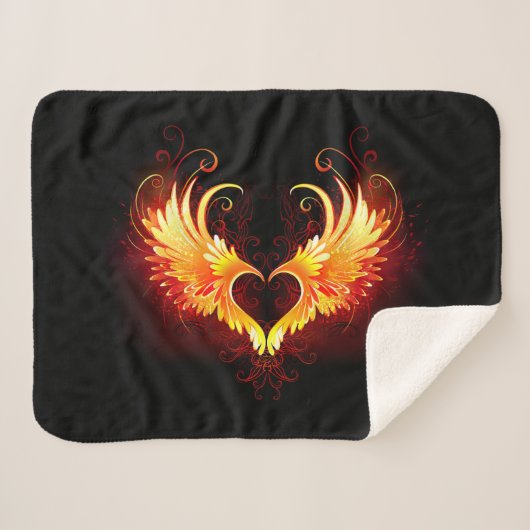 Couverture Sherpa Angel Fire Heart with Wings (Devant (Horizontal))