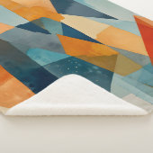 Couverture Sherpa Angles Abstraits de bleu et d'orange (3/4)
