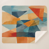 Couverture Sherpa Angles Abstraits de bleu et d'orange (Devant (Horizontal))