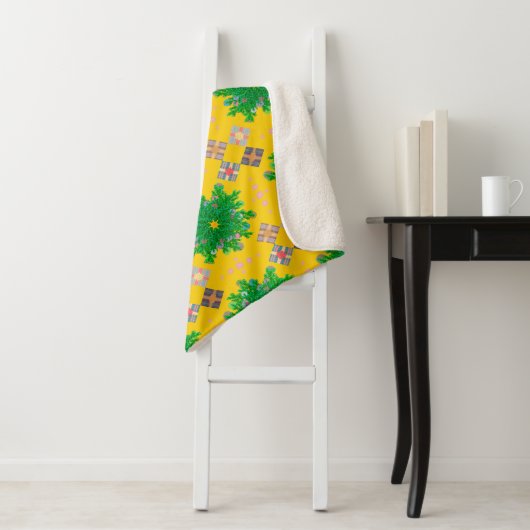 Couverture Sherpa Angles Vue oeil Canvas Geo soleil Jaune (En situation)