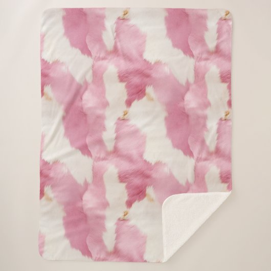 Couverture Sherpa Animal de vache blanche rose (Devant)
