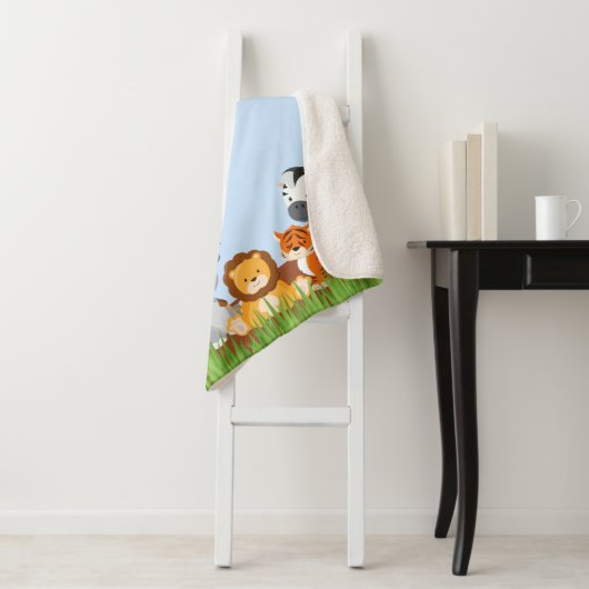 Couverture Sherpa Animal mignon de bébé de jungle (En situation)