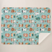 Couverture Sherpa Animaux adorables Blanche Sherpa (Devant (Horizontal))