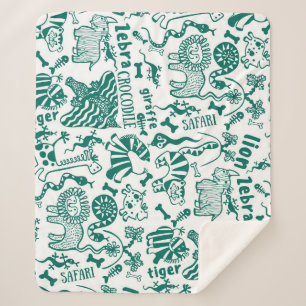 Couverture Sherpa Animaux africains : divers motifs sans couture.