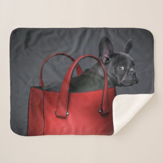 Couverture Sherpa Animaux de bébés cutest | French Bulldog Red Hand (Devant (Horizontal))