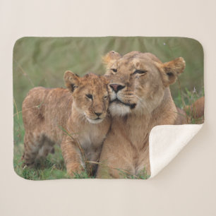 Couverture Sherpa Animaux de bébés cutest Lion Cub & Mother
