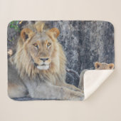 Couverture Sherpa Animaux de bébés cutest | Lion Dad & Cub (Devant (Horizontal))
