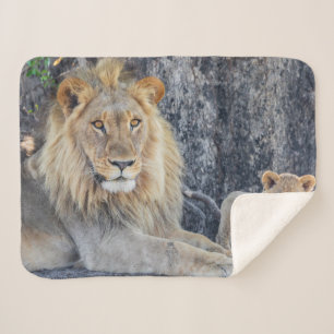 Couverture Sherpa Animaux de bébés cutest Lion Dad & Cub