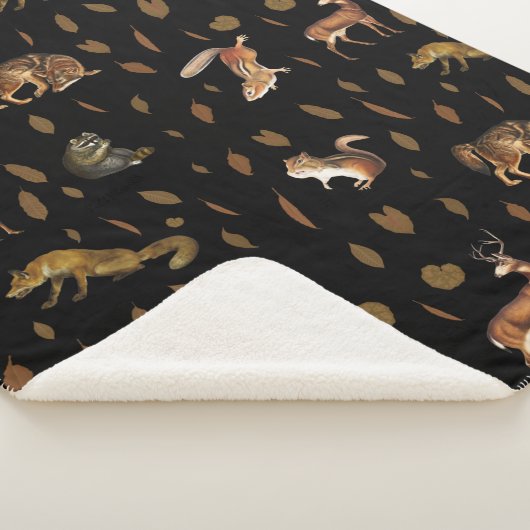 Couverture Sherpa Animaux de forêt automnale Feuilles d'automne (3/4)