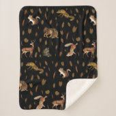 Couverture Sherpa Animaux de forêt automnale Feuilles d'automne (Devant)