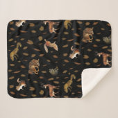 Couverture Sherpa Animaux de forêt automnale Feuilles d'automne (Devant (Horizontal))