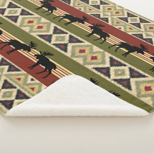 Couverture Sherpa Animaux de la faune de l'orignal Rouge vert Ochre
