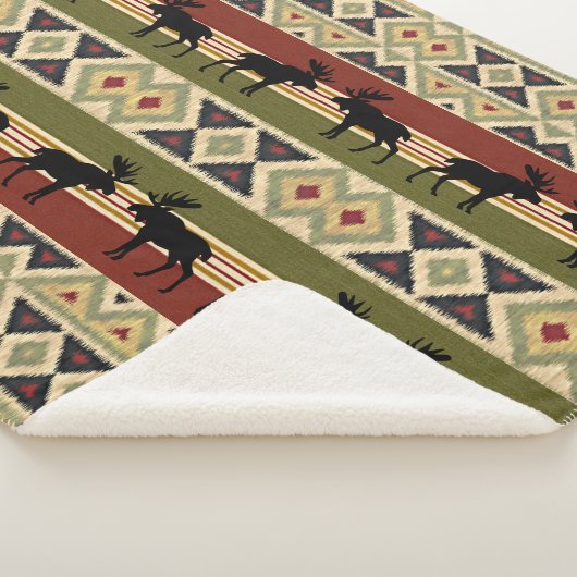 Couverture Sherpa Animaux de la faune de l'orignal Rouge vert Ochre  (3/4)