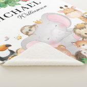 Couverture Sherpa Animaux de la jungle + Nom personnalisé Feuilles v (3/4)