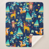 Couverture Sherpa Animaux de Noël et arbres de Noël motif (Devant)