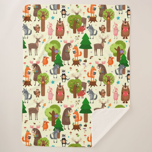 Couverture Sherpa Animaux forestiers adorables (Devant)