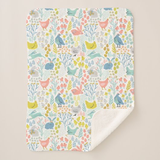 Couverture Sherpa Animaux Pastel du printemps (Devant)